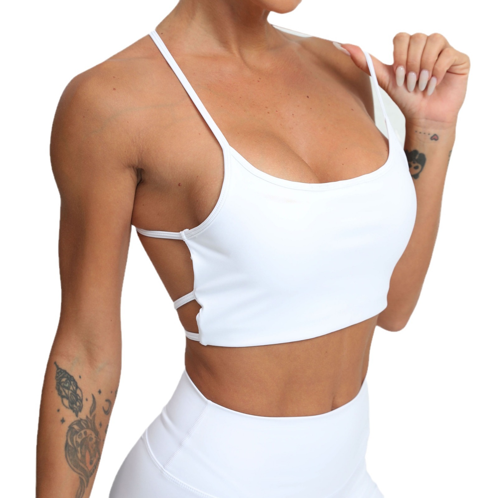 Quick drying, breathable, nude running sports bra, beautiful back, fitness top, yoga suit for women_voghion.com