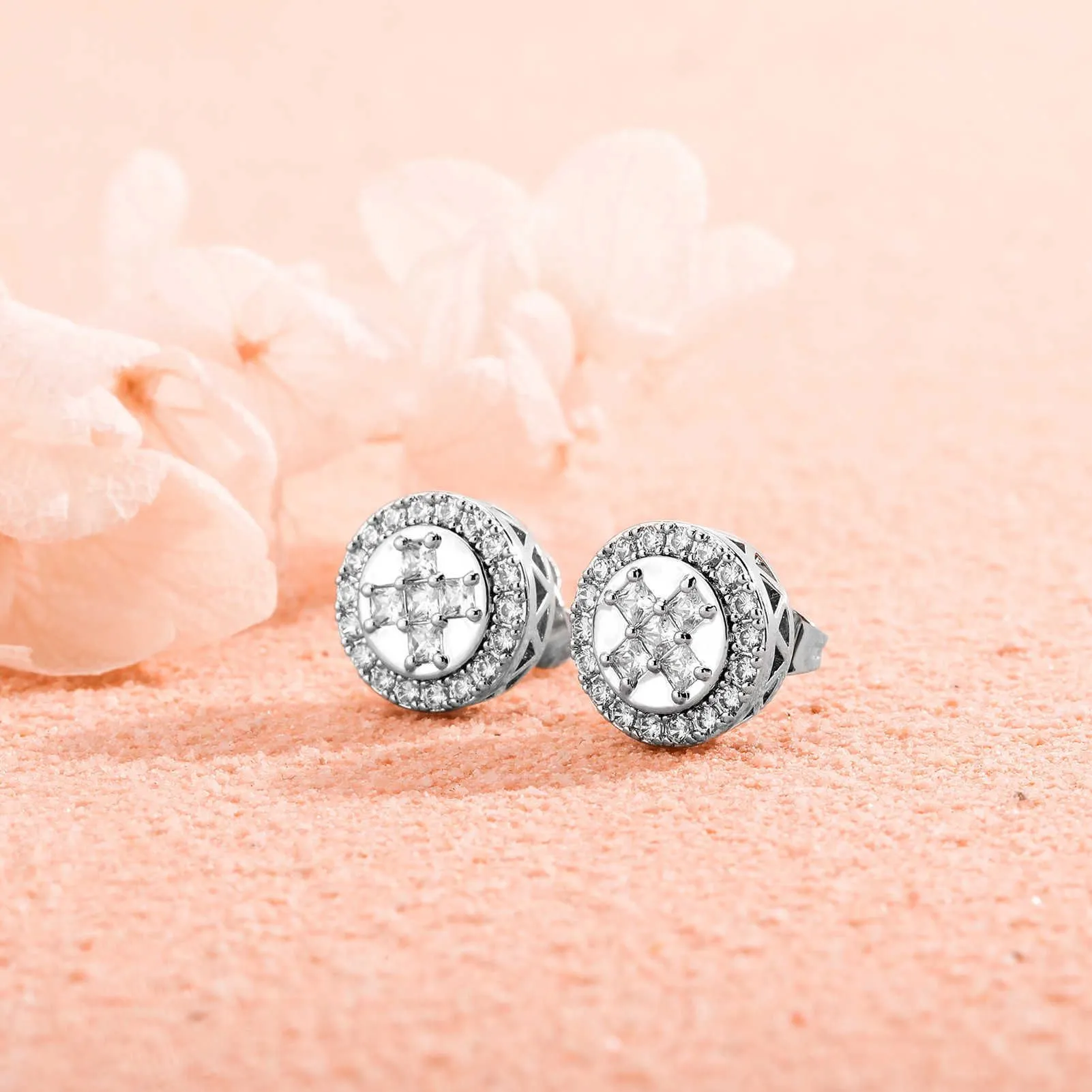 Wolf Tide Shiny Cz Stone Charm Round Stud Earrings Hot Style Sparkling Double Ear Ring Earstuds Earring Studs For Women_voghion.com