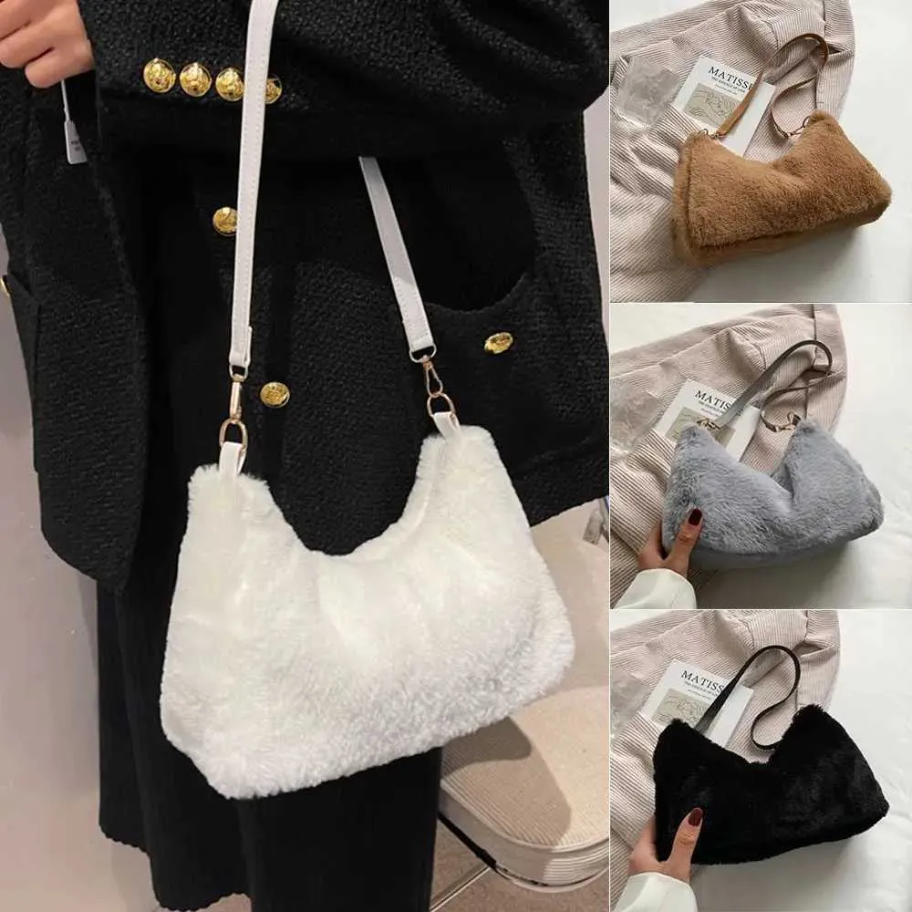 Womens Fi shoulder womens underwear bag soft plush handbag Y241025_voghion.com