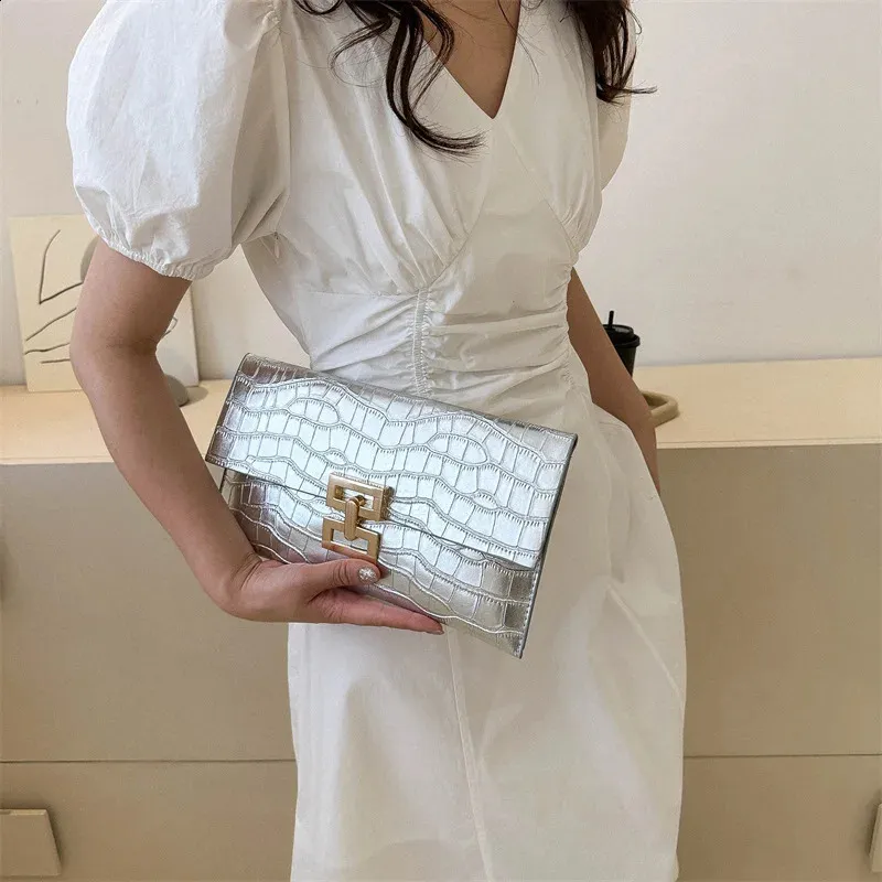 Pochette da sera per donna in argento, borse a busta, alla moda, in pelle PU, portafoglio, per feste di matrimonio, borsa da ballo 240924_voghion.com