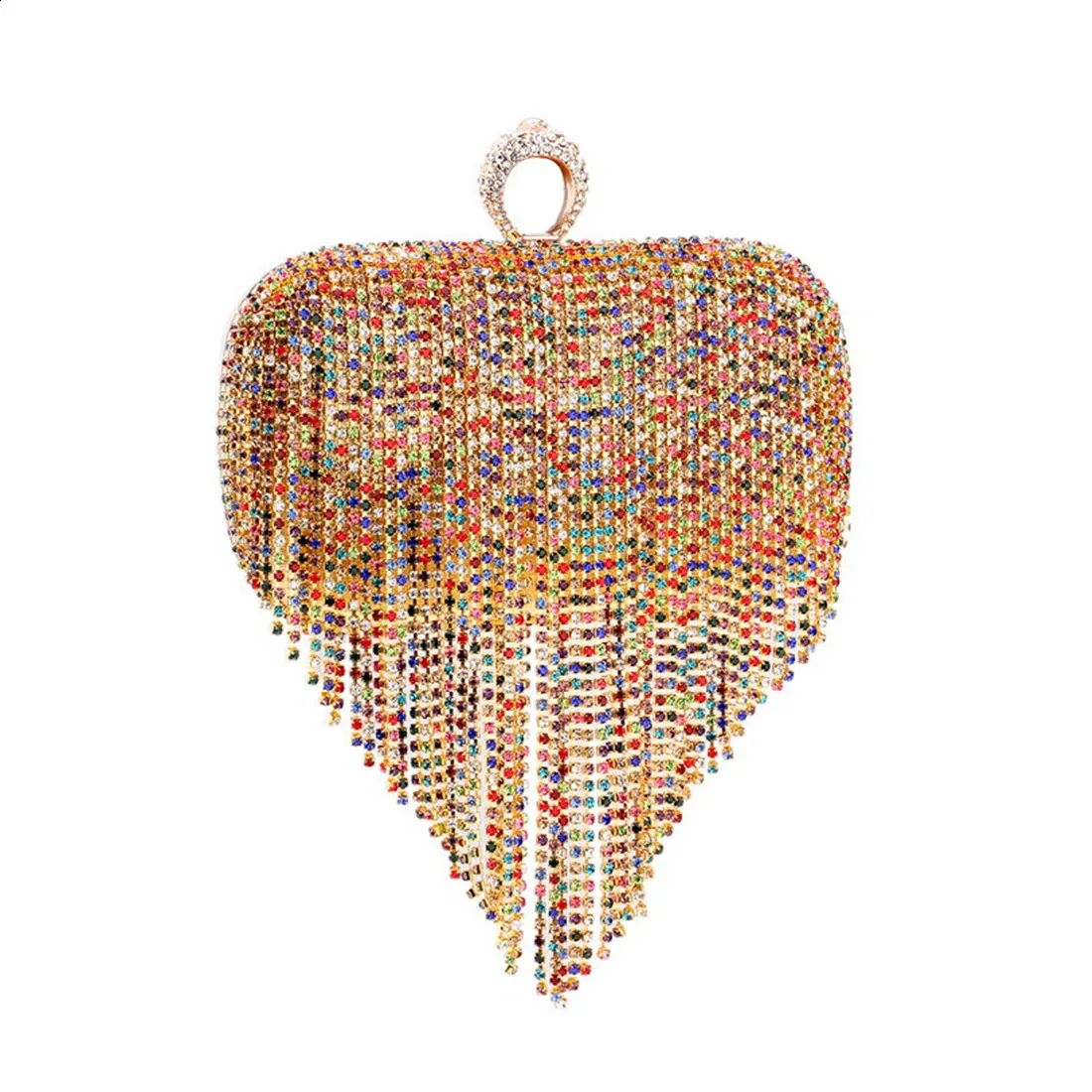 Rhie Tassels Ring Clutch Sac à main de soirée Bg Dia Sac à main de fête de mariage pour femmes Sac à bandoulière en chaîne 240823_voghion.com