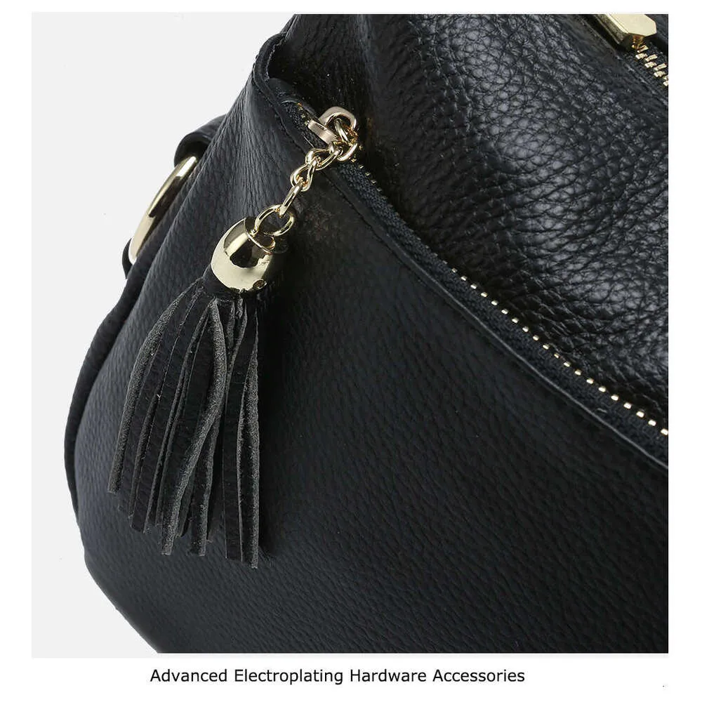 Zency 100% ægte læder moderigtig dameskuldertaske med kvast høj kvalitet hobos elegante dame crossbody-tasker sort_voghion.com