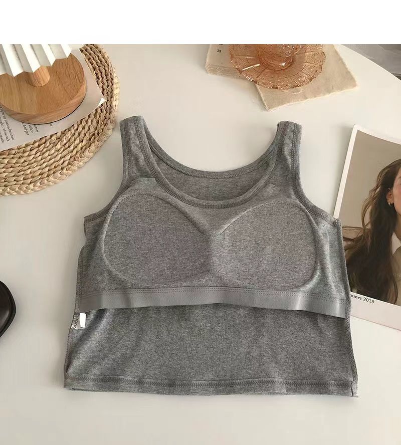 Semplice canotta traspirante in puro cotone con lettere per abbigliamento sportivo all'esterno e all'interno, top corto all-match slim sul retro_voghion.com