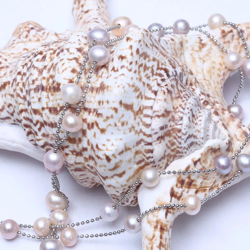 Ketten Boho Kartoffel Echt Perl Perl a Glied Bijouen Dammen Laang Halskette Kette Fir Party_voghion.com
