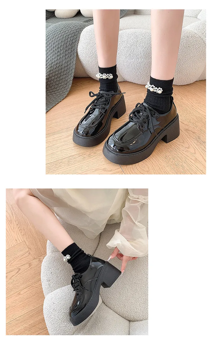Spring 2024 New Black Platform Flats Women Loafers Slip On Boat Shoes Designer Casual Leather Oxfords_voghion.com