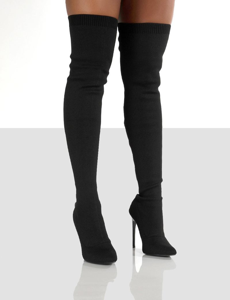 Große gestrickte sexy Stilettos neue Ins Overknee-Socken Stiefel_voghion.com