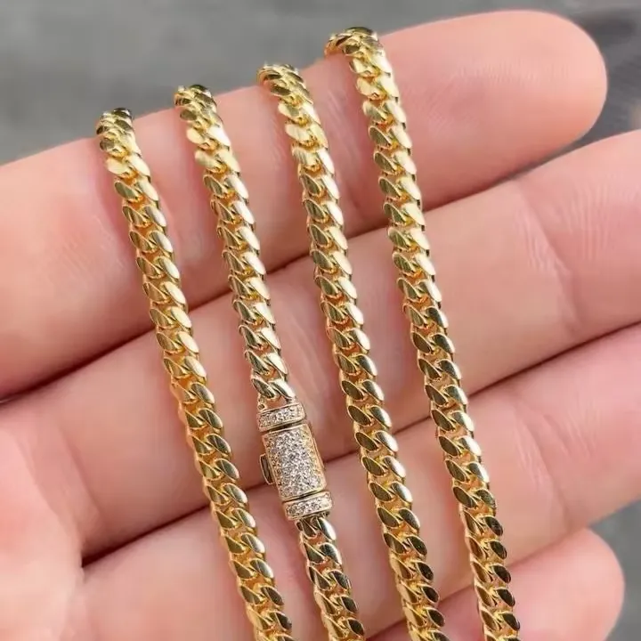 Commercio all'ingrosso 10K 14K Oro Vero Massiccio 8MM Catena Cubana K Braccialetto Iced Out Hip Hop Moissanite Collana Gioielli Raffinati Uomo Donna_voghion.com