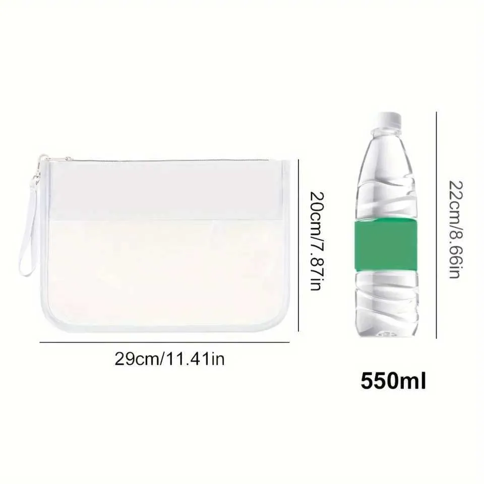 1 organizer da viaggio in PVC impermeabile per il trucco con cerniera, borsa da toilette trasparente, portafoglio e snack Y241023_voghion.com