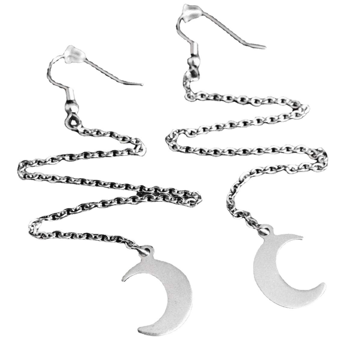 Earrings Crescent Moon Long Chain Earrings_voghion.com