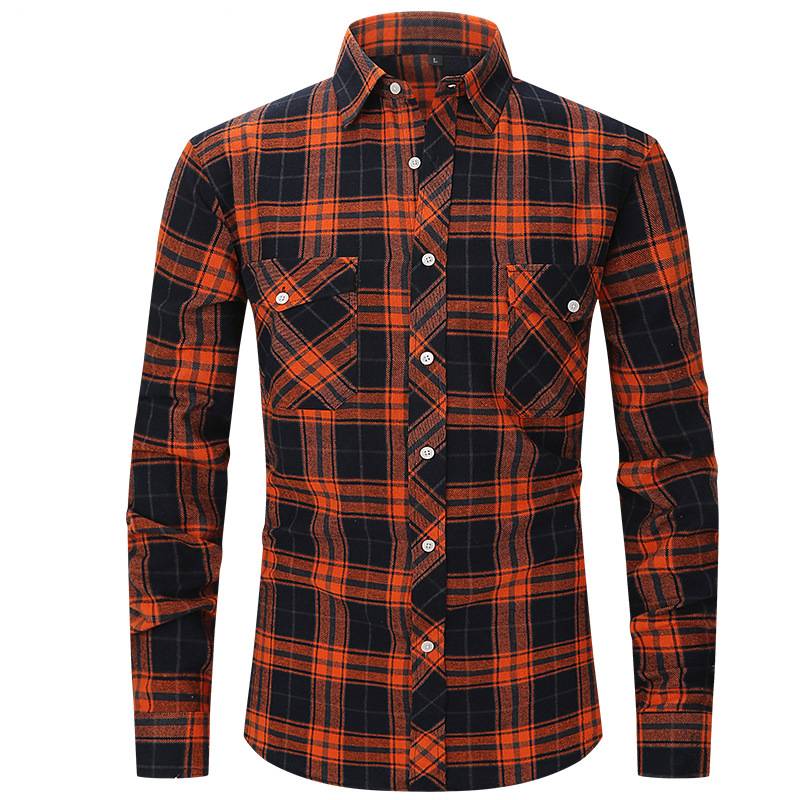 Herren Flanellhemd Kariert Langarm Regular Fit Freizeithemd_voghion.com