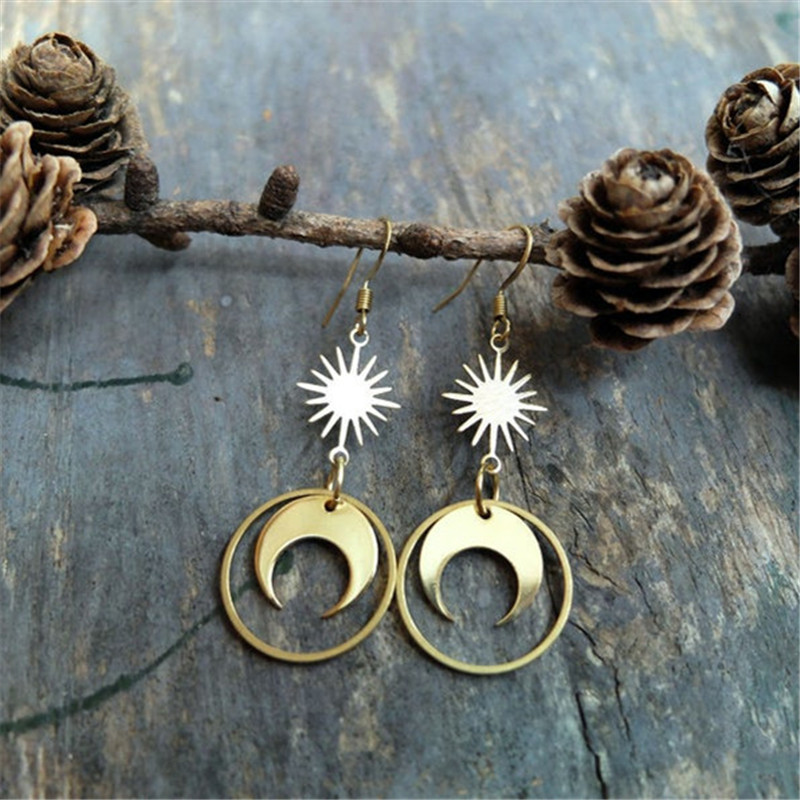 Earrings Star, sun and moon cosmic earrings_voghion.com