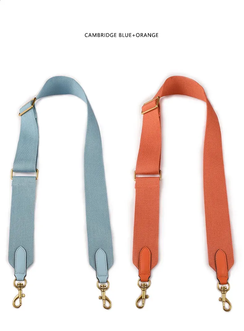 Solid Color 5cm Wide Canvas Fabric Strap Messenger Shoulder Belt In Cowskin Leather Bag Parts Adjustable 240725_voghion.com