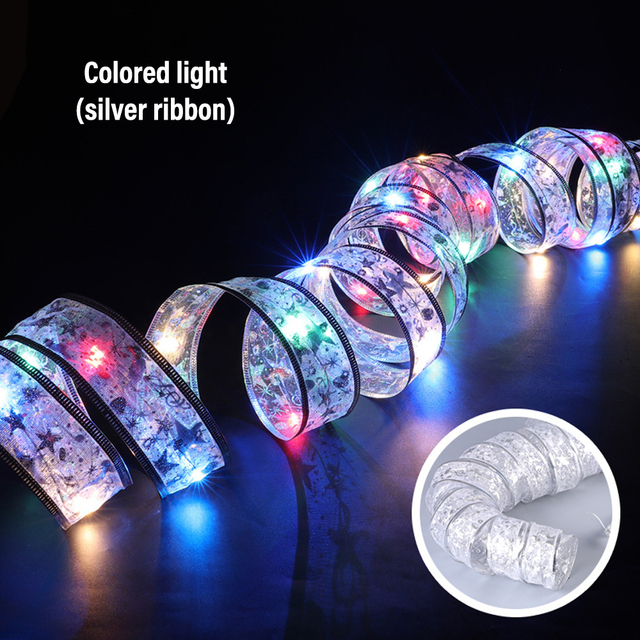 LED-ljusslinga för julband, kopparfärgad 5 cm bred tråd, batteridriven julgran, bröllopssovrum, presentaskdekoration_voghion.com