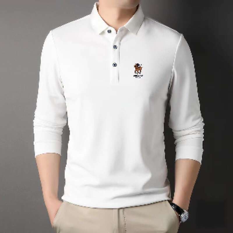 Maglietta a maniche lunghe alla moda, nuova primavera e autunno, polo casual con risvolto, abbigliamento maschile_voghion.com