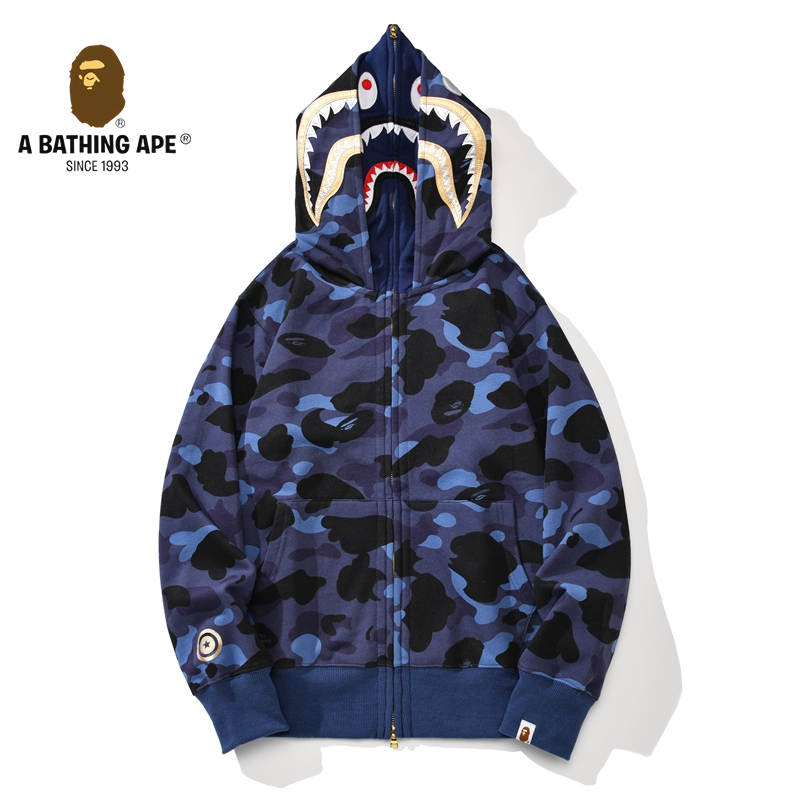 A BATHING APE ABC CAMO High Quality Pure Cotton Version Wealthy Golden Shark Head Double Hat SHARK FULL ZIP HOODIE MENS AND WOMEN Starry Sky&Spots