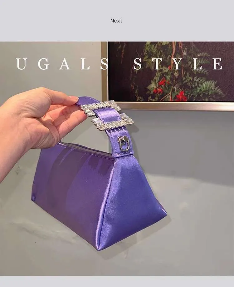 Moda Satin Square Glitter Rhies Dia Sera Donna Borsa a mano Festa di nozze Pochette Borsa a tracolla Street Dressing_voghion.com
