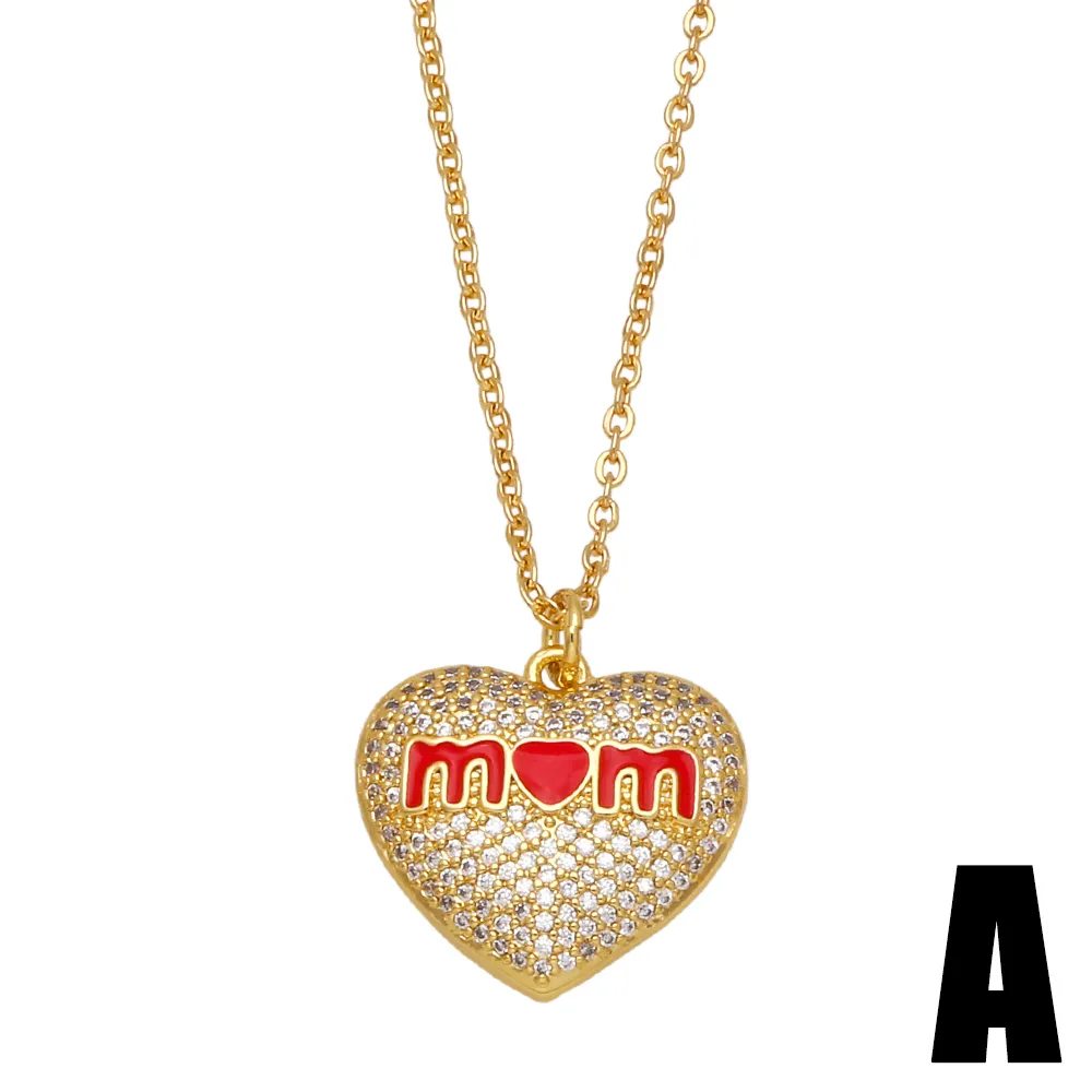 Collares colgantes FLOLA, collar de corazón rojo para mamá, para mujer, con cuentas de cobre y circonita blanca, joyería romántica para madres._voghion.com