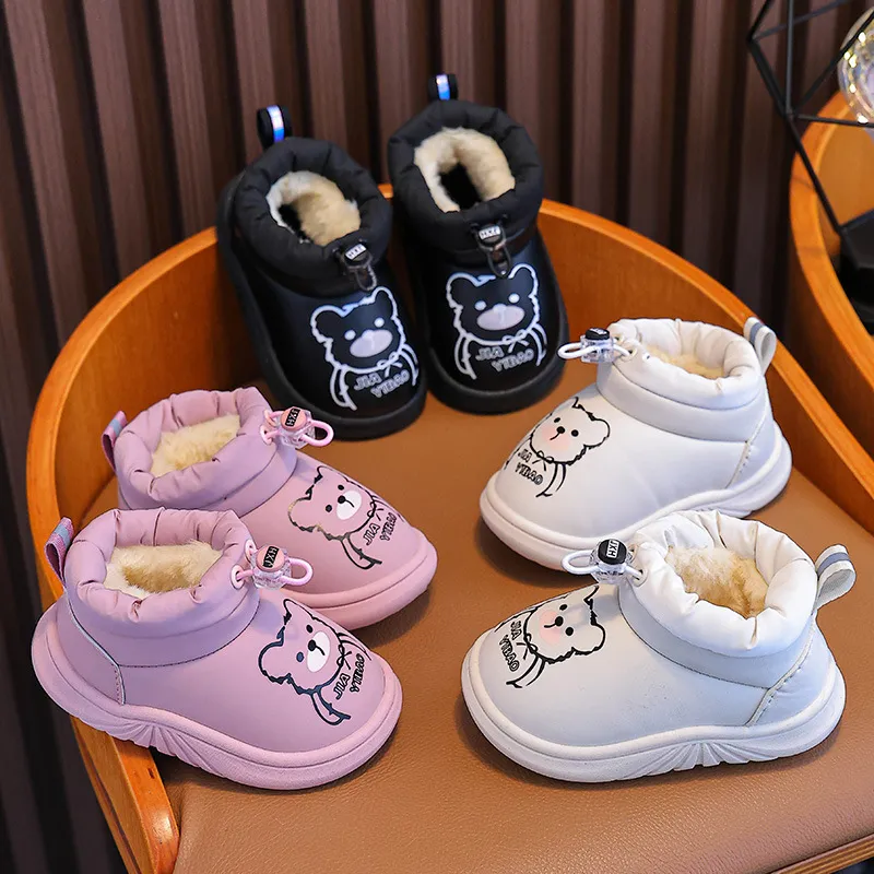 Toddler Winter Baby Girls Kids Boys Cute Bear Outdoor Waterproof Casual Shoes Littlesprouts Plush Cotton Soft-soled Warm_voghion.com
