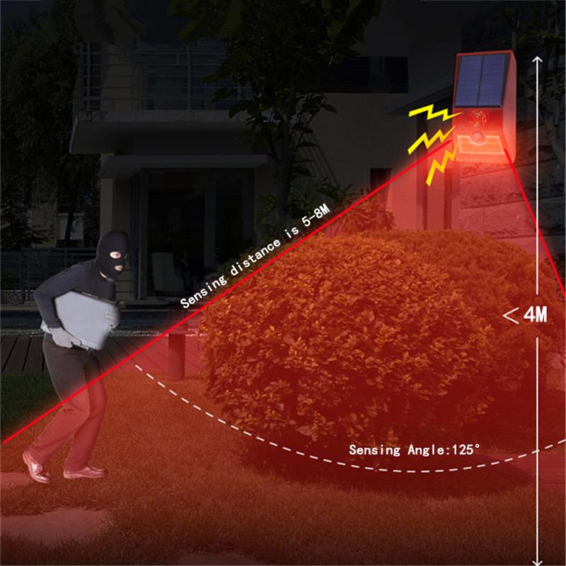 LED Solar Alarm Væglampe Trådløs Bevægelsessensor LED Advarselslys Sikkerhedslampe Strobelys Fjernbetjening Udendørs Have_voghion.com