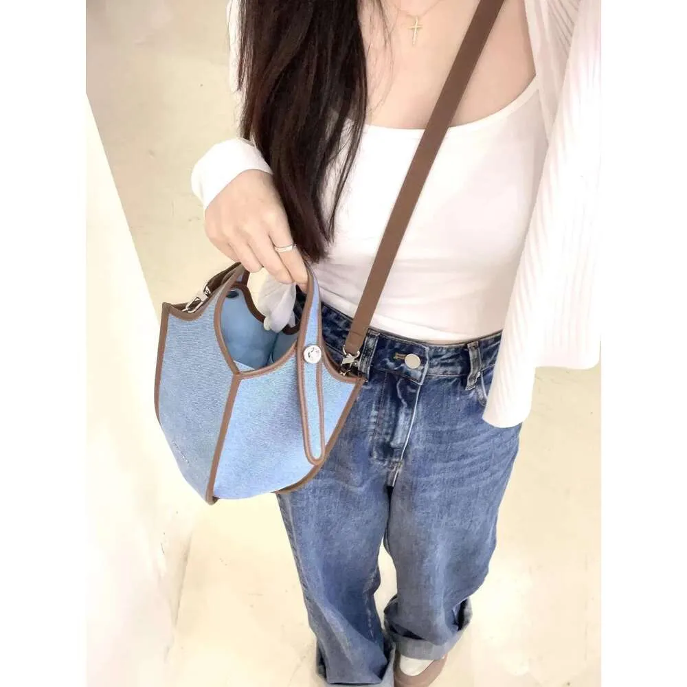 Fruit Blue New AS Commuter Versatile Fashion Denim Crossbody Bucket Vegetable Basket Bag Women_voghion.com