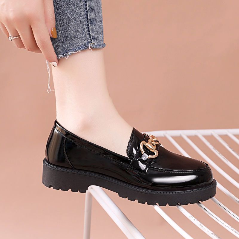 New single shoe women's versatile fashion uniform spring and autumn 2023 thick sole loafers, British style small leather_voghion.com