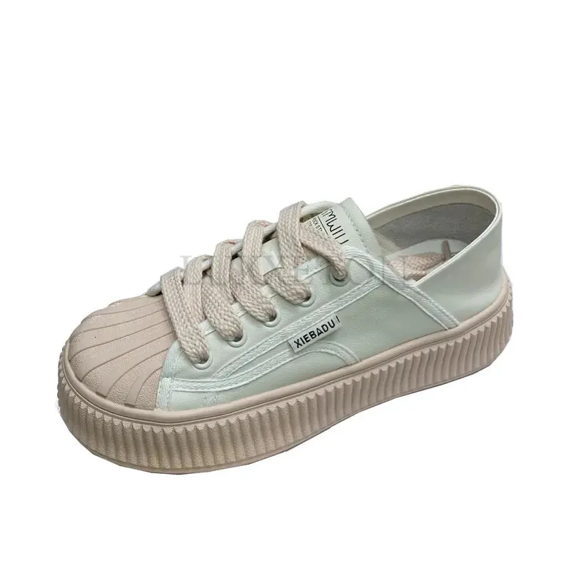 Weiße Plattform Sneaker Für Damen Schnürschuhe Freizeitschuhe_voghion.com