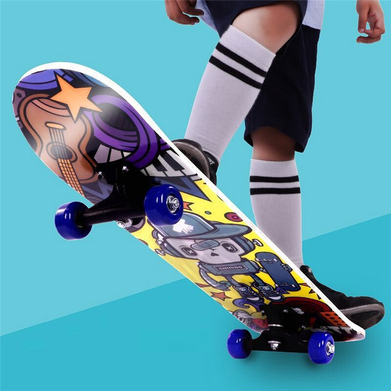 【Populär Kategorien】 Véier-Rad Skateboard Männer a Fraen Ufänger Duebel Rocker 3-8 Joer Kanner Scooter 80cm_voghion.com