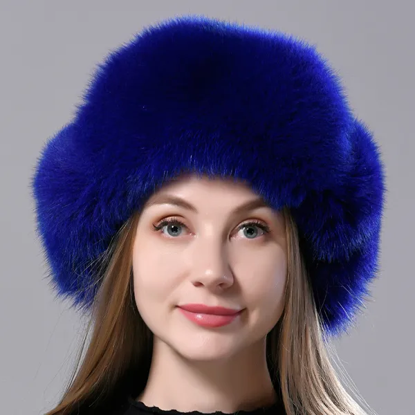 Gorro de aviación ruso de piel natural con orejas Ushanka para mujer, cálido, esponjoso y elegante, gorro de cola para mujer, gorros auténticos de moda para invierno._voghion.com