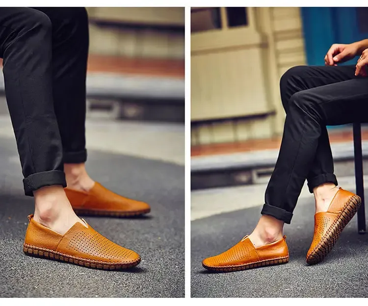 Grande taille 48 49 en cuir véritable plat hommes blanc doux espadrilles décontractées mâle confortable marche conduite chaussures mocassins mocassins_voghion.com