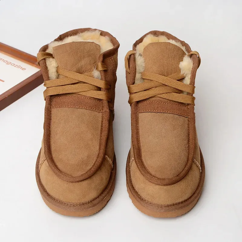 Kvaliteetsed meeste lumesaapad, moodsad ja soojad talvised lambanahast kingad, 100% villast, naturaalsest karusnahast, ehtsast nahast pahkluuosa._voghion.com