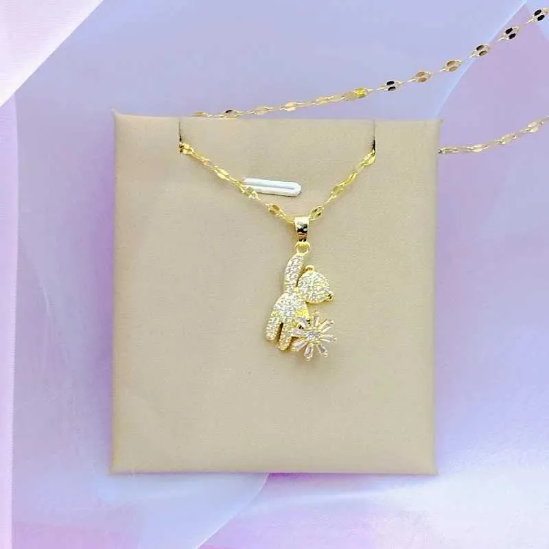 Anhänger Halsketten Modische und exquisite handerzogene Bären-Windmühlen-Halskette Klassische Persönlichkeit Licht drehbar_voghion.com