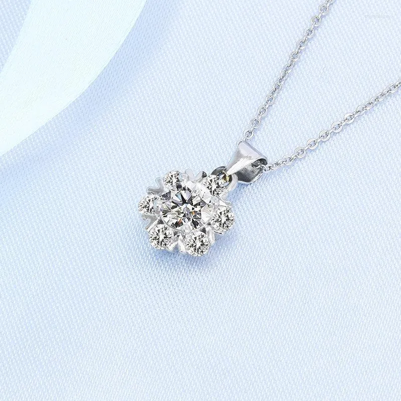 Colares com pingentes genuínos em prata esterlina com padrão de floco de neve colar feminino estilo coreano acessório de joias finas_voghion.com