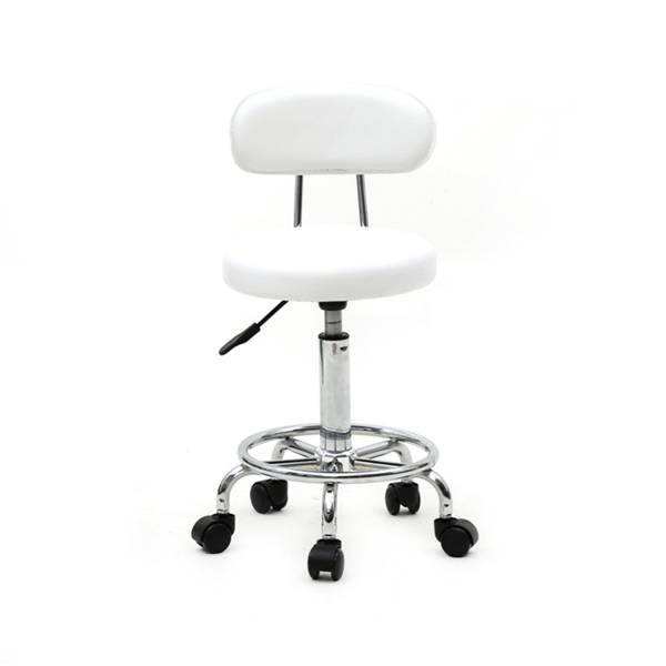 Verstellbarer Barhocker mit Rückenlehne – 360° drehbar, PU-Leder und Chrombasis, Anti-Rutsch-Design für Zuhause, Salon und Büro, Schwarz und Weiß_voghion.com