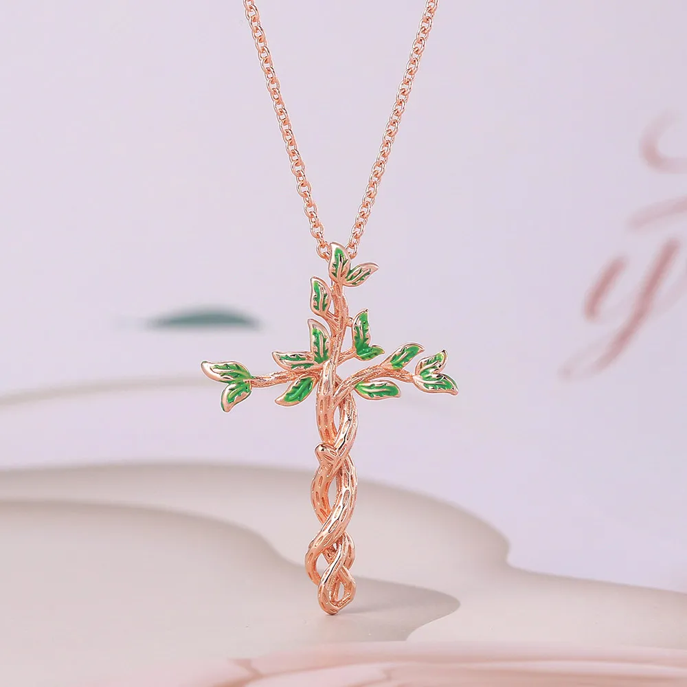 Halskette mit Rosenkreuz-Anhänger für Damen_voghion.com