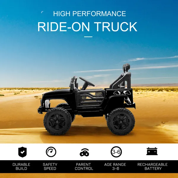 12V Kids Ride On Truck With Parent Remote Control, Electric Battery Powered Toy Car With Spring Suspension, Adjustable Speed, LED Lights And Horn, B_voghion.com