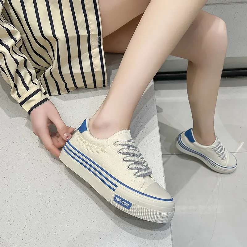 Platform Women Canvas Shoes Height Increasing Chunky Sneakers For Youth Girls Outdoor Trainers Female Ladies Thick Sole_voghion.com