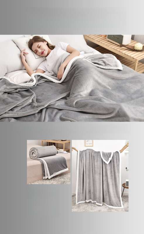Solid Color Milk Thickened Fleece Blanket Cover Office Nap Air Conditioning Blanket_voghion.com
