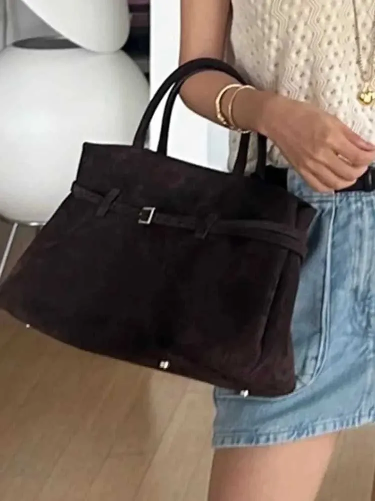 Velour Chamois Retro Tote Taske Til Kvinder Desinger Scrub Håndtaske Kvinde Stor Kapacitet Moderigtige DametaskerC241018_voghion.com