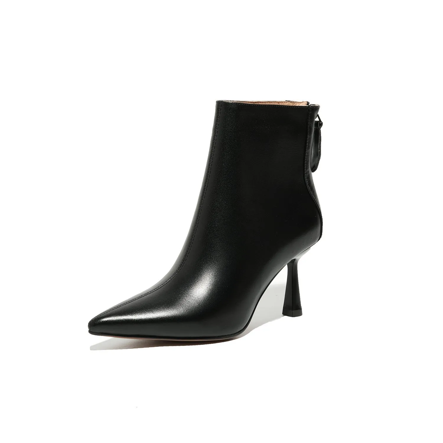Krazing Pot Big Size 42 Cow Leather Pointed Toe High Heels Chic Design Concise Winter Spring Shoe Dress Warm Wedding_voghion.com