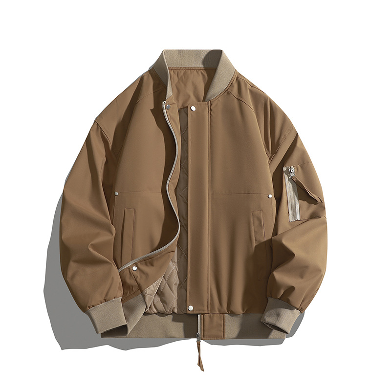 Chaqueta de algodón con cuello de béisbol americano 2025, chaqueta holgada informal para hombre en otoño e invierno, chaqueta gruesa