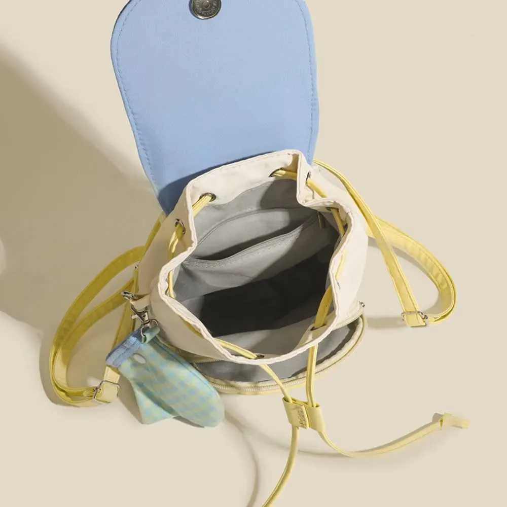 Lässiger Eimer-Rucksack im koreanischen Stil mit großem Fassungsvermögen und Kordelzug, stilvoller Mini-Rucksack, leichte, wasserdichte Umhängetasche_voghion.com