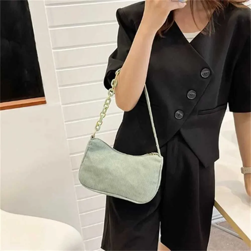 Mode Retro Herbst Winter Cord Unterarm Zipper Schulter Kleine Tasche für Frauen Weiche Casual Clutch Handtasche Y241121_voghion.com