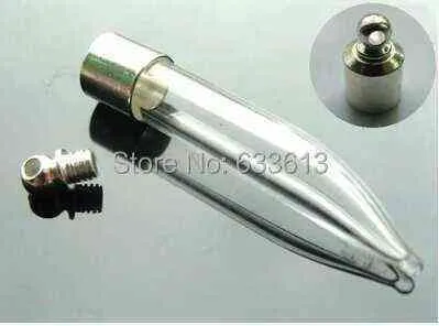 Lot de 50 tubes à vis 35 x 6 mm, pendentif en verre, cristal, médaillon de parfum, flacon de riz, bouchon à vis, breloque, bouteille de remplissage, G0927_voghion.com