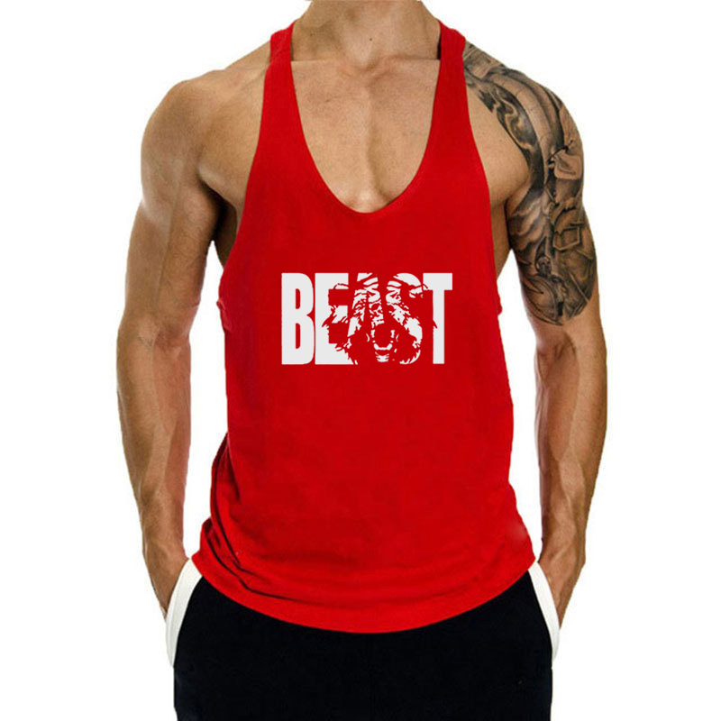Muscle Doctor Brothers Sommer-Tanktop für Herren, lockere Sportbekleidung, reine Baumwolle, für Lauftraining, Straddle-Racerback_voghion.com