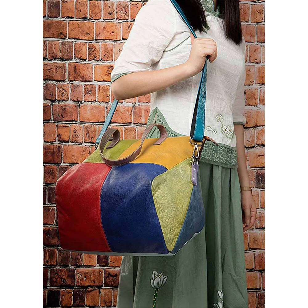 Oversized Tote Bag Genuine Leather Shoulder Bag Vintage Handbag_voghion.com