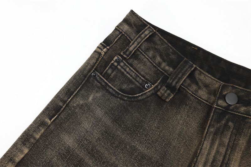 Pantaloni scurți bărbătești, din denim spălat și uzat, lejeri, casual, cu croială dreaptă, până la genunchi, stil american VIP la modă, pentru străzile principale_voghion.com