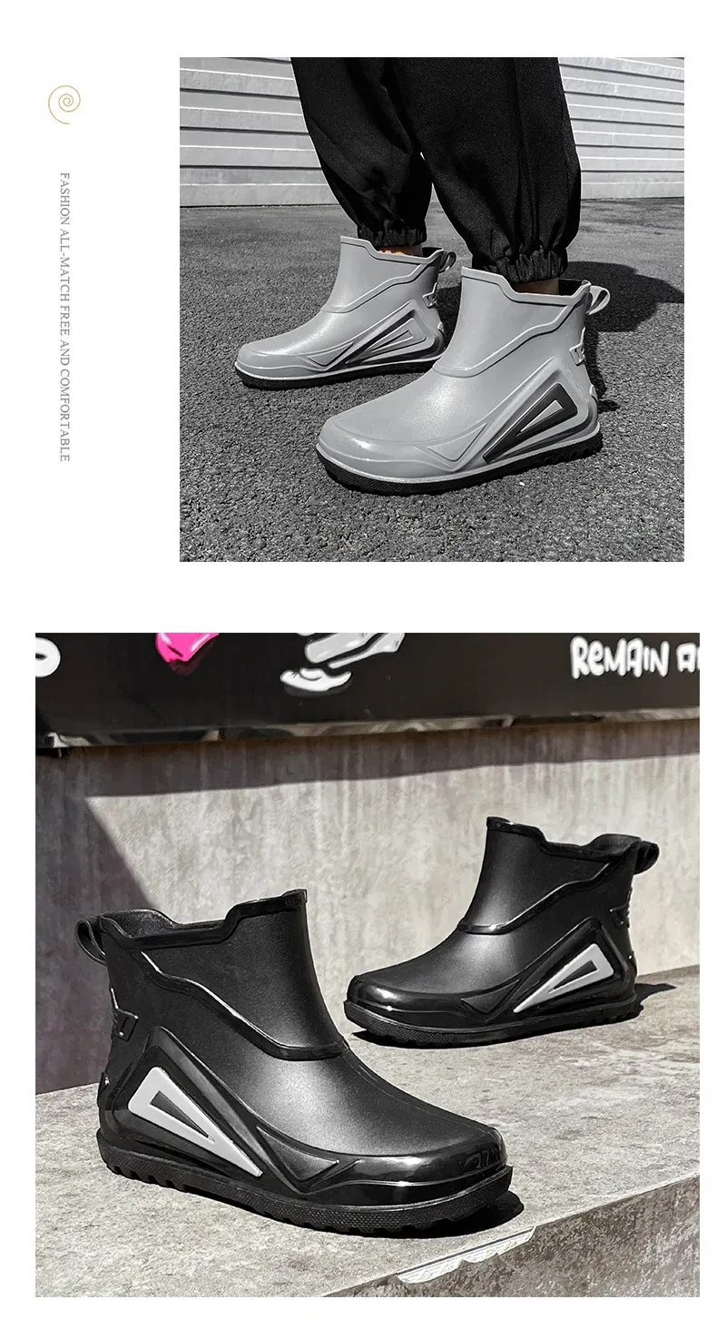 Trend 2024 New Outdoor Non-slip Hiking Durable Waterproof Rubber Fishing Shoes Shaxi Slip on Men Rain Boots_desvips.com
