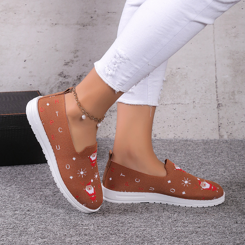 Loafer für Damen mit runder Spitze und Weihnachtsmotiv_voghion.com