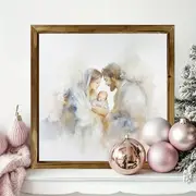 8x8" Ink Painting Wood Sign - Religious Wall Art For Home/Office, Unique Christmas & New Year Decor Gift_voghion.com