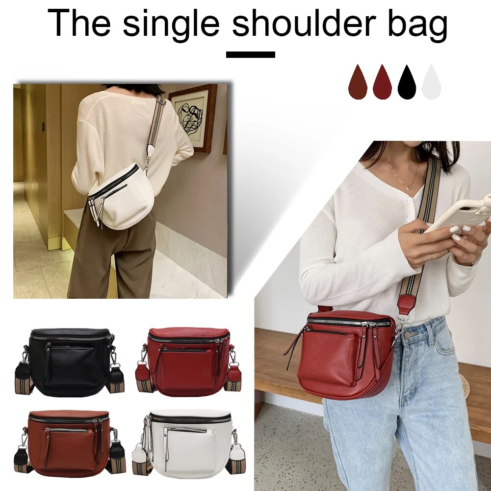 С доставкой Damen Vintage Leder Crossbody Schulter Taschen für Frauen Brust Tasche 2023 Marke Dame Trend Handtaschen Fanny Pack_voghion.com